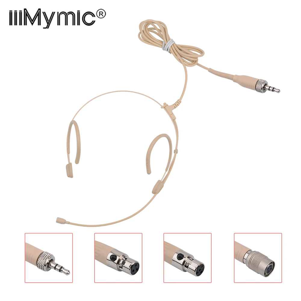 Professional Headset Microphone For Sennheiser Shure AKG Bodypack 3.5mm Locking 4 Pin 3 Pin Condenser Headworn Mic Thick Cable
