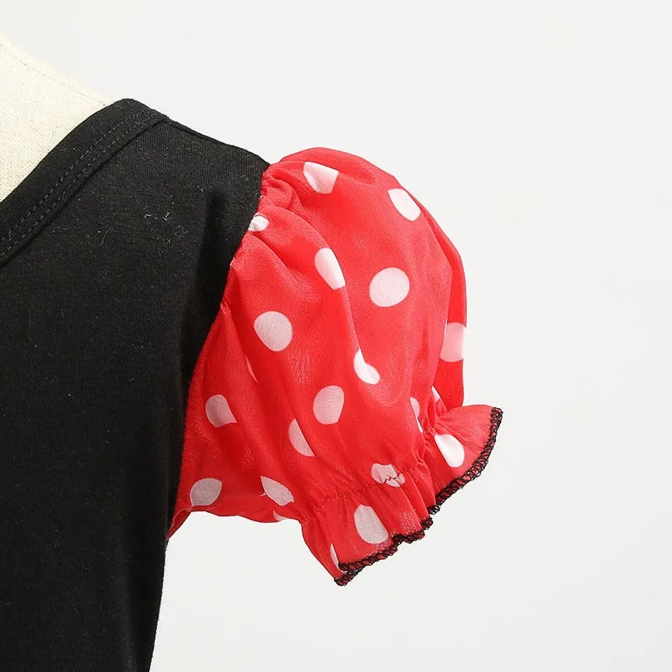 Little Girl Dresses Kids Summer Red Dot Mouse Costume Baby Birthday Party Clothes Children Princess Christmas Disguise Headwear