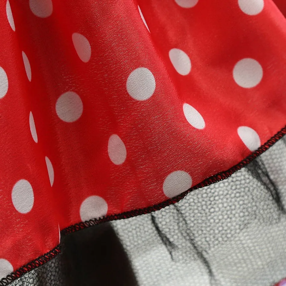 Little Girl Dresses Kids Summer Red Dot Mouse Costume Baby Birthday Party Clothes Children Princess Christmas Disguise Headwear