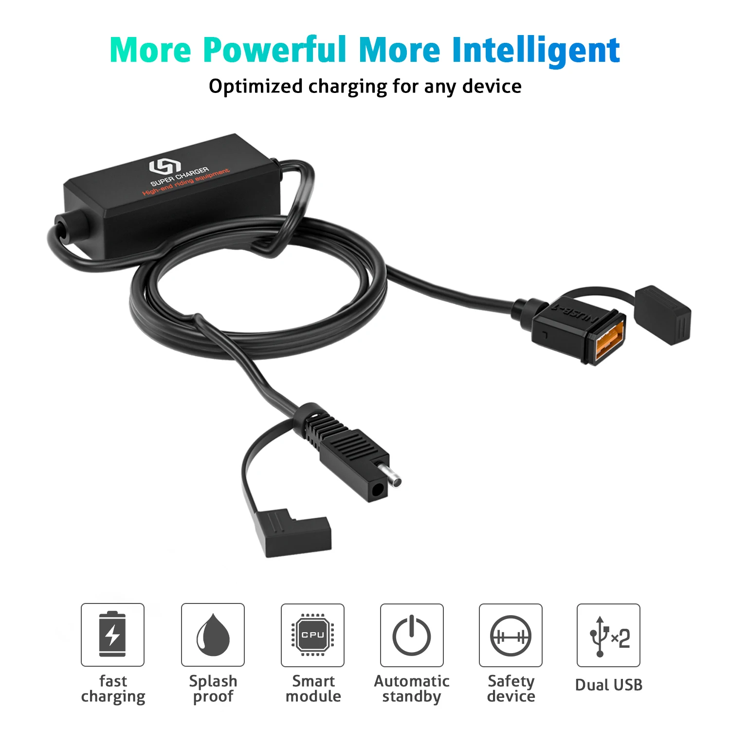 Waterproof Motorcycle 18W Single USB Fast Charger SAE To USB Charger 12-24V QC3.0 Quick Charge 3.0 Built-in Smart Chip