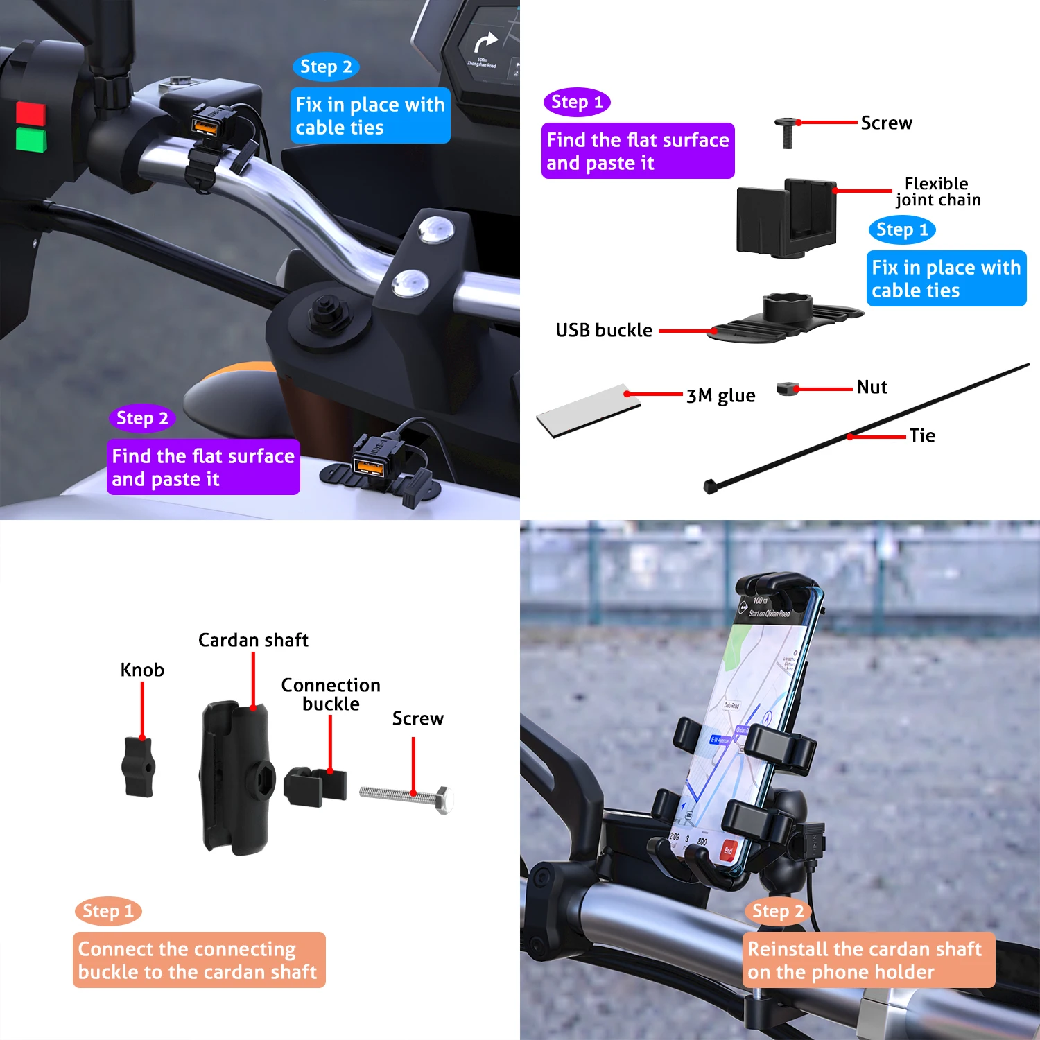 Waterproof Motorcycle 18W Single USB Fast Charger SAE To USB Charger 12-24V QC3.0 Quick Charge 3.0 Built-in Smart Chip