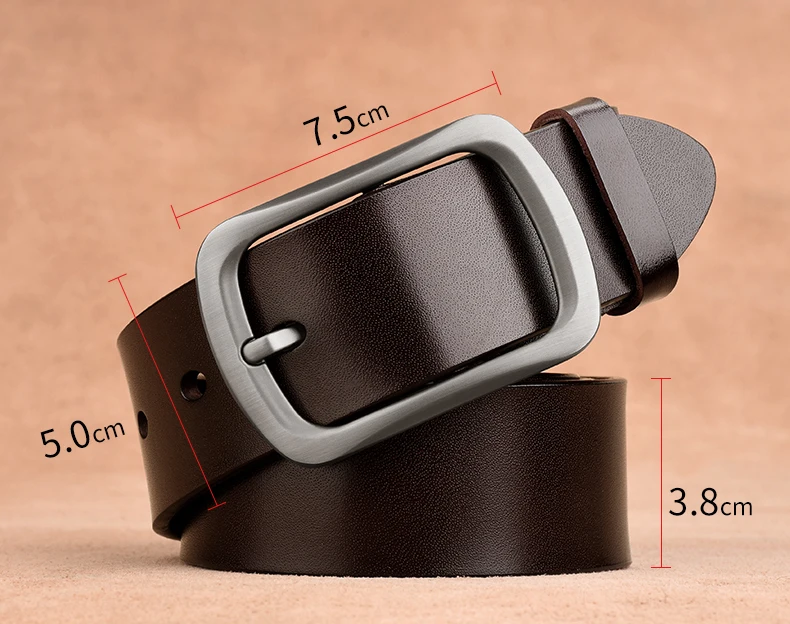 CEXIKA Real Cow Genuine Leather Belt Men Plus Size 120 130 140 150 160 170cm Cowboy Cowskin Pin Buckle Waist Belts for Jeans