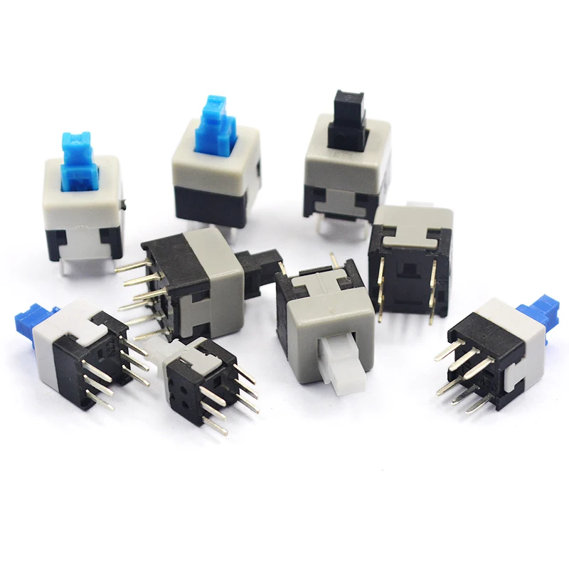 10/50/100PCS/LOT 5.8x5.8 7x7 8x8 8.5x8.5mm Self Locking / UNlock Push Tactile Power Micro Switch 6 Pin Button Switches