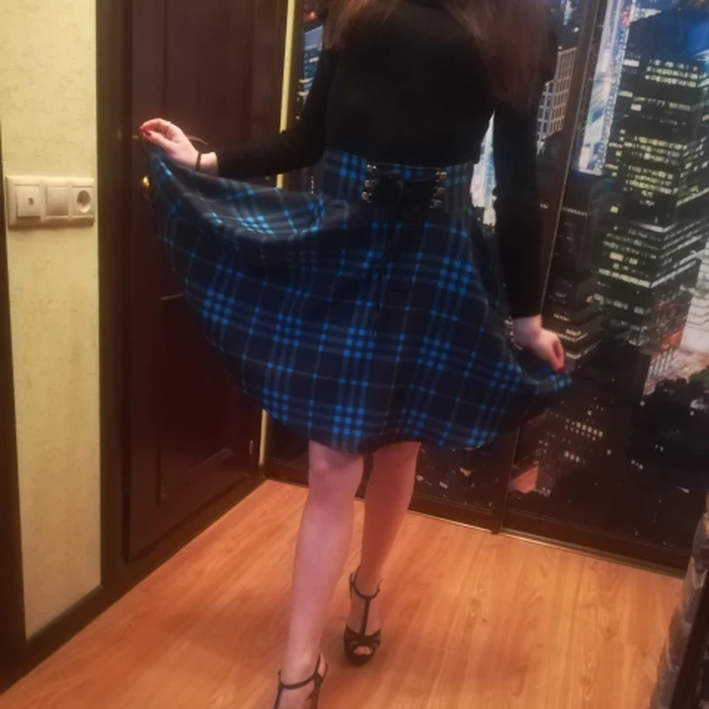 Black Checkered Women's Gothic Skirt Women Pleated Plaid Skirts Spring Autumn Girl Hip Hop Female Punk Goth Mini Skirt Clubwear