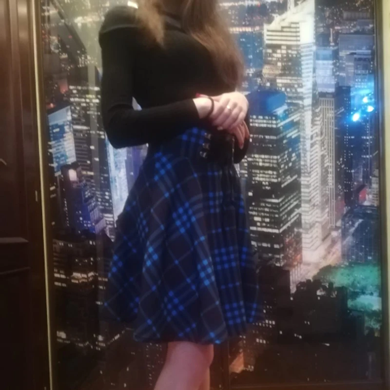 Black Checkered Women's Gothic Skirt Women Pleated Plaid Skirts Spring Autumn Girl Hip Hop Female Punk Goth Mini Skirt Clubwear