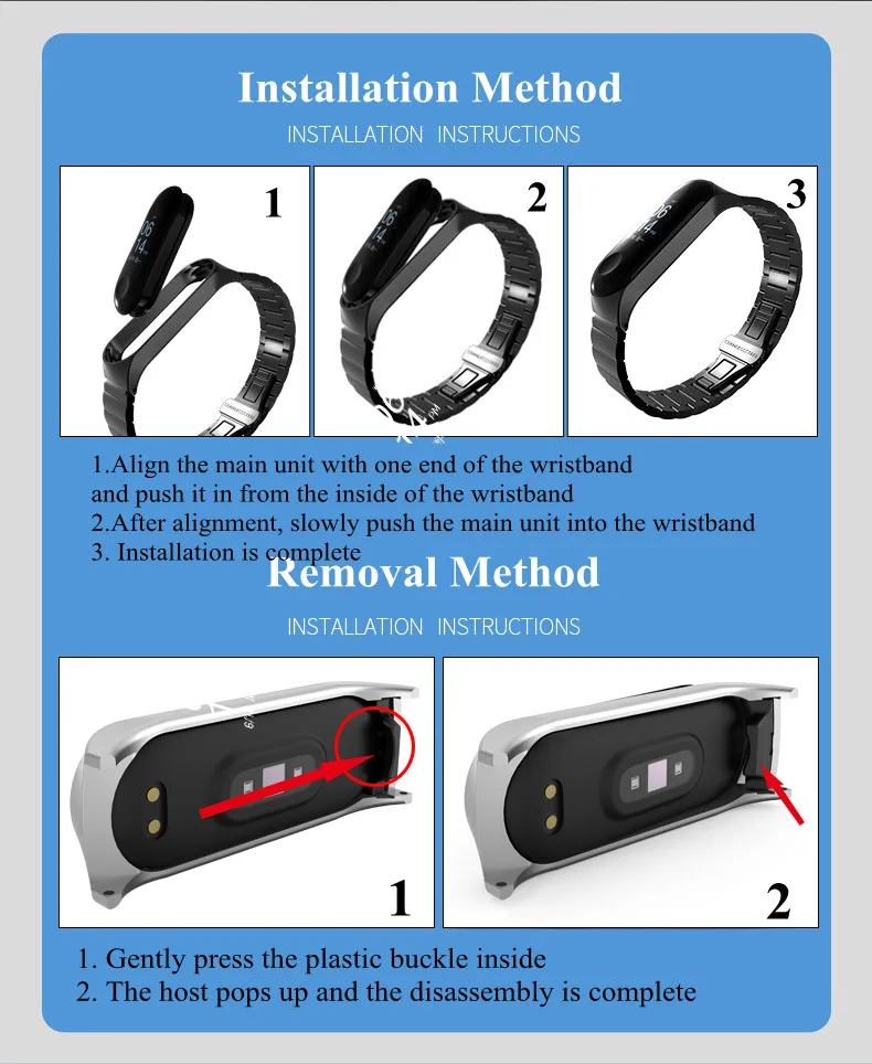 Strap For Xiaomi Mi Band 7 3 4 5 6 Wrist Metal Bracelet Screwless Stainless Steel MIband for Mi Band 7 6 4 3 5 Strap Wristbands