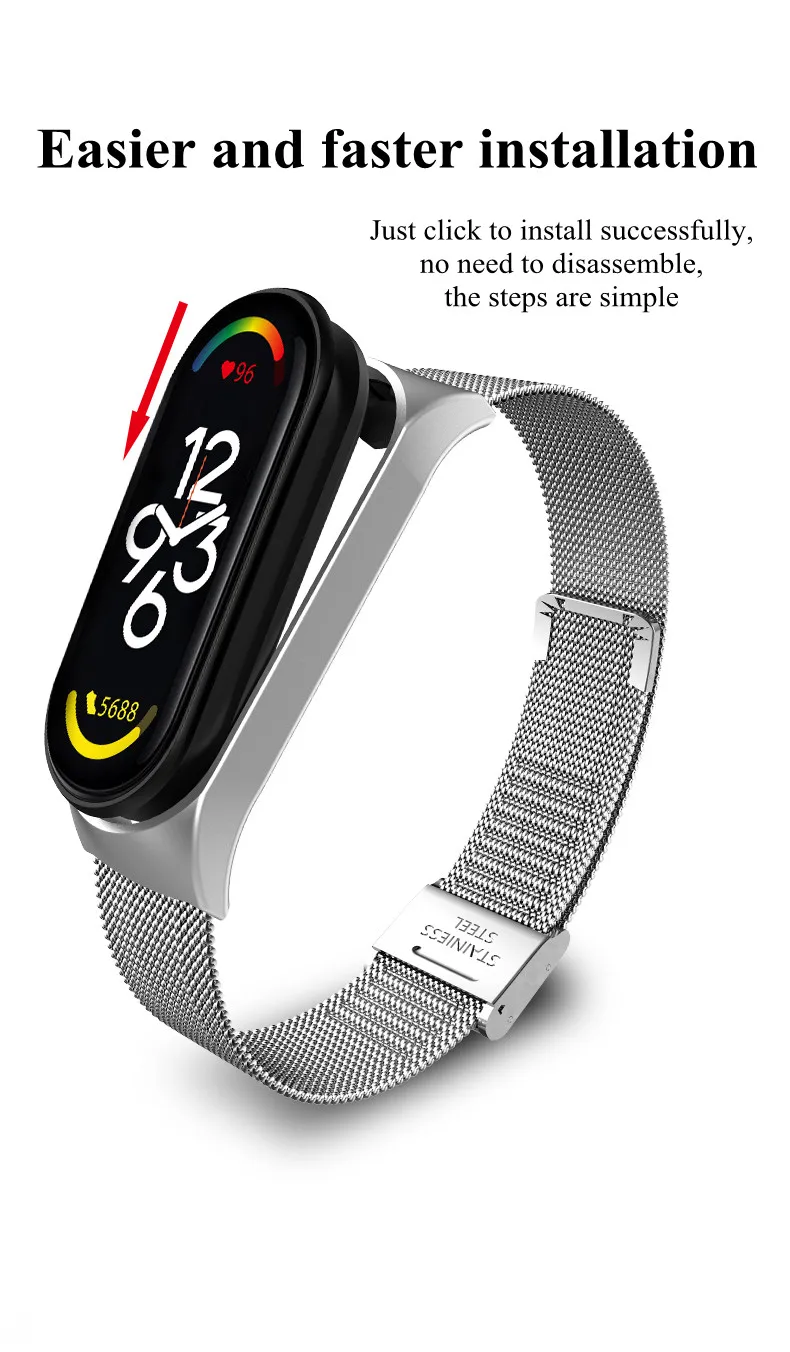 Strap For Xiaomi Mi Band 7 3 4 5 6 Wrist Metal Bracelet Screwless Stainless Steel MIband for Mi Band 7 6 4 3 5 Strap Wristbands