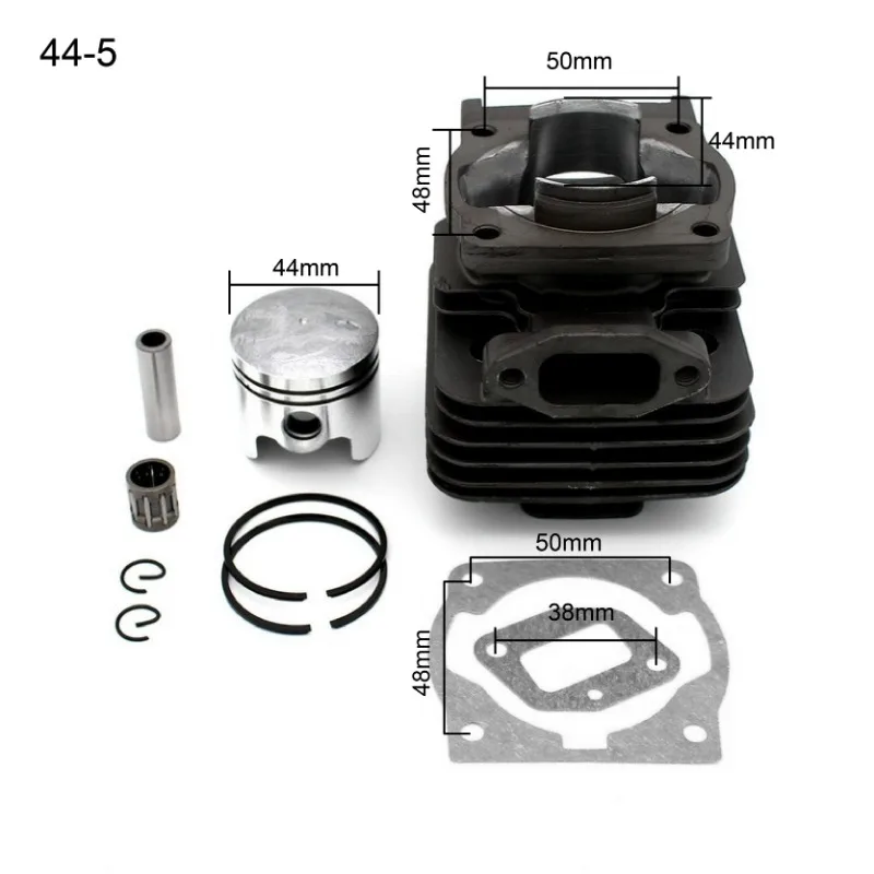 Garden Equipment Replacement 44mm & 40mm Cylinder Piston Kit for 44-5 & 40-5 Brush Cutter Engine 44F 5 & 40F 5
