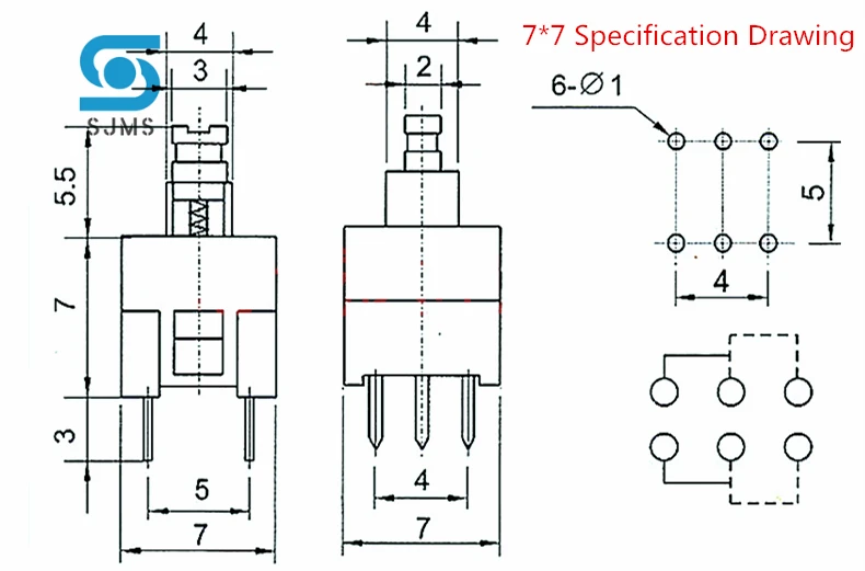 10PCS Tactile Push Button Switch Self Locking 5.8*5.8MM 7*7MM 8*8MM 8.5*8.5MM Reset Micro Switch + (10PCS A16 Tact Cap)