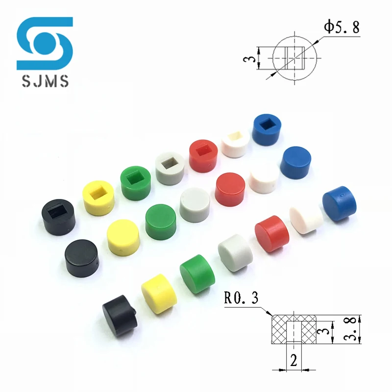 10PCS Tactile Push Button Switch Self Locking 5.8*5.8MM 7*7MM 8*8MM 8.5*8.5MM Reset Micro Switch + (10PCS A16 Tact Cap)