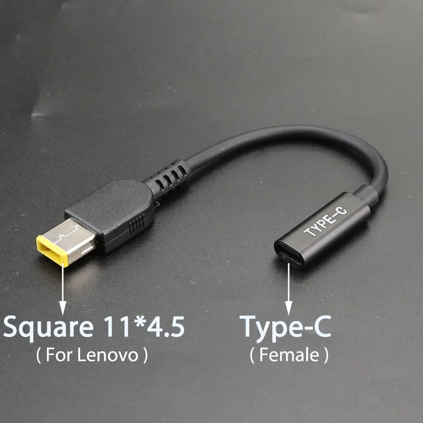 ChengHaoRan DC USB Type C Female to Square DC Male Adapter Connector For Lenovo Thinkpad 10 Helix Laptop Adapter 20V Square Plug