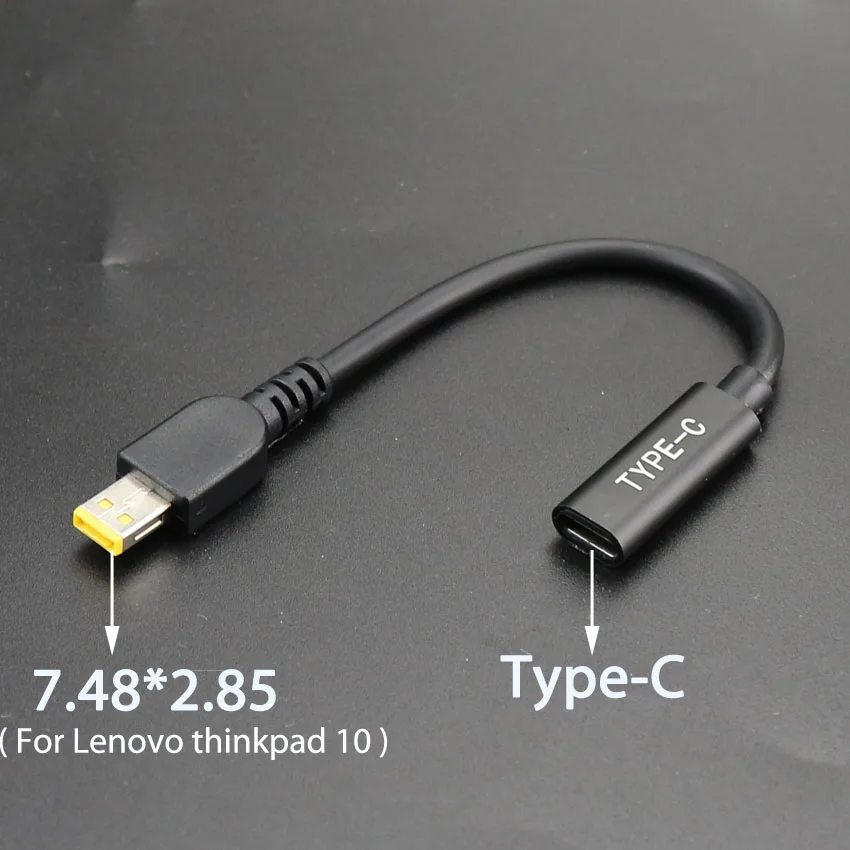 ChengHaoRan DC USB Type C Female to Square DC Male Adapter Connector For Lenovo Thinkpad 10 Helix Laptop Adapter 20V Square Plug
