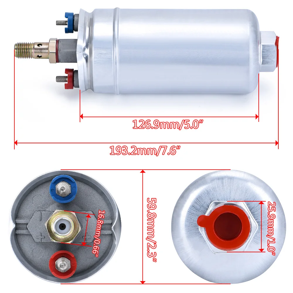PQY - TOP QUALITY External Fuel Pump 044 OEM:0580 254 044 Poulor 300lph Come With PQY Pack PQY-FPB044