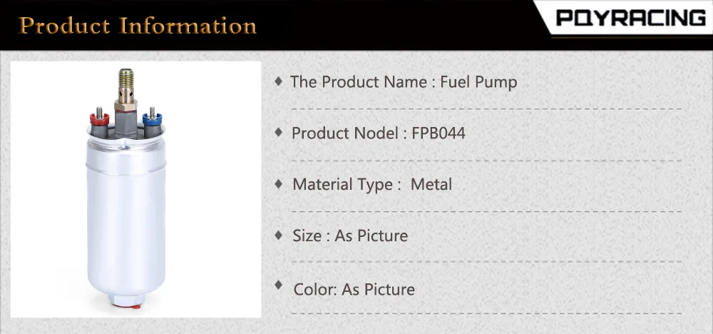 PQY - TOP QUALITY External Fuel Pump 044 OEM:0580 254 044 Poulor 300lph Come With PQY Pack PQY-FPB044