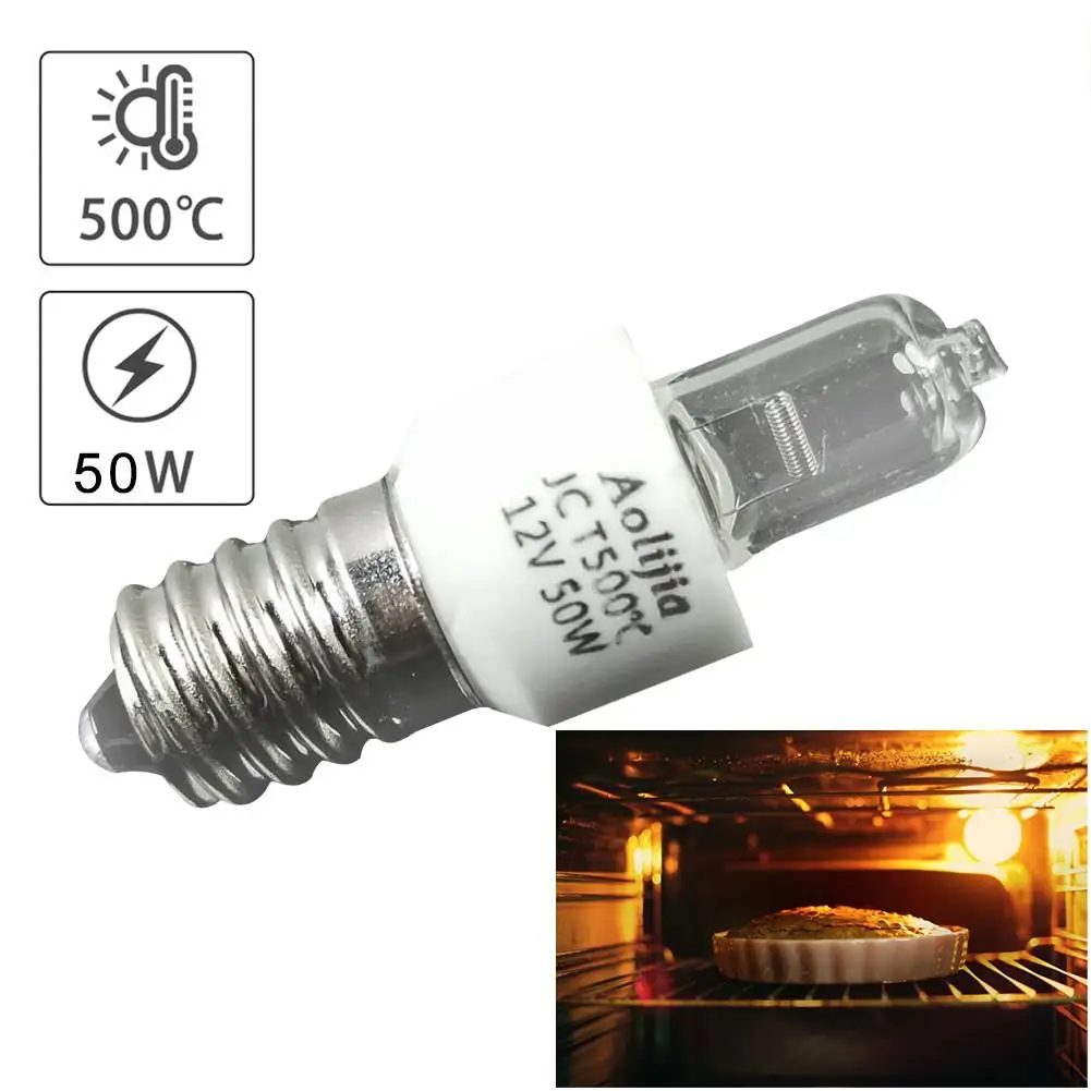 50W 12V E14 Oven Light Bulb Microwave Oven Lamp High Temperature Resistant 500℃ Halogen Lamp Bulb Dryer Microwave Light Dropship
