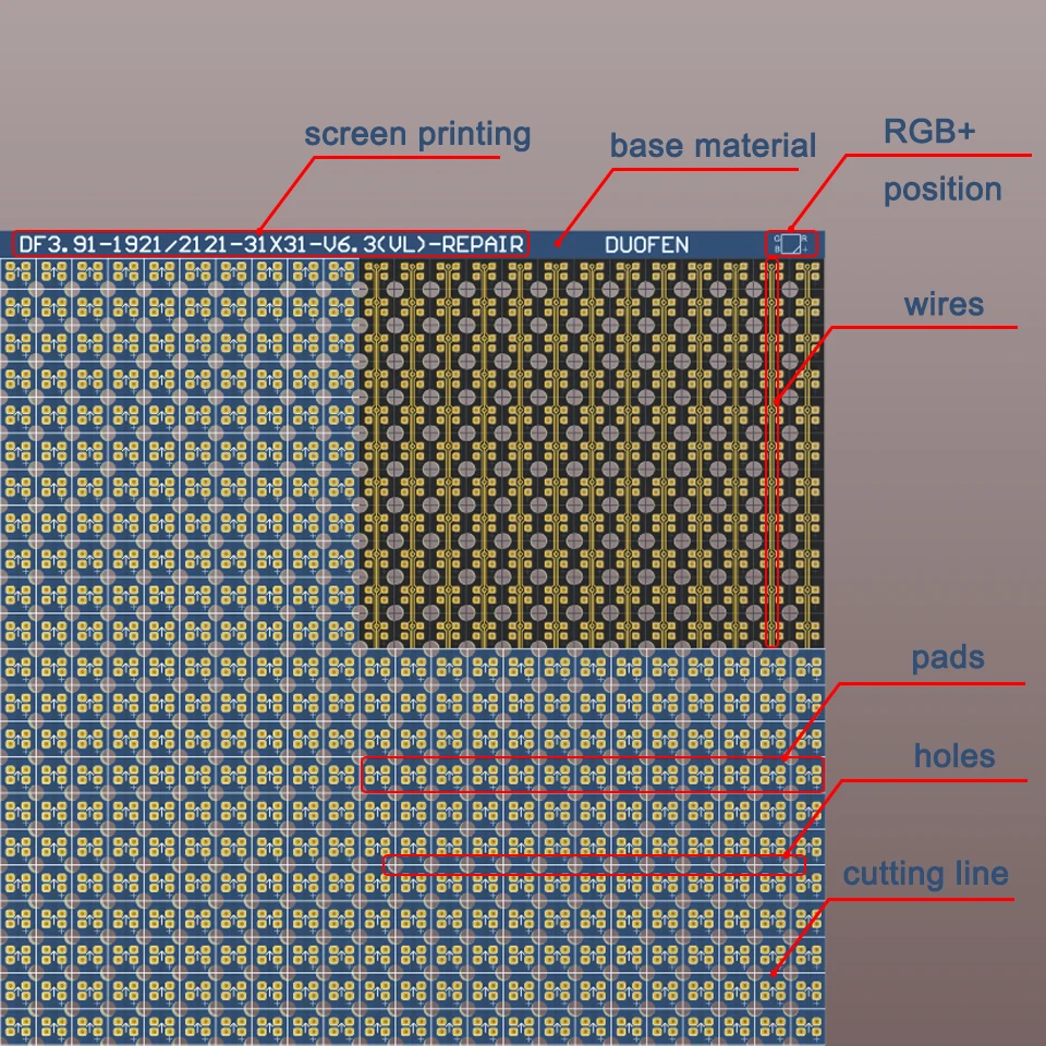 P4.81 series Circuit Paper,Double-sided solder pads, fully covered with large holes ,Used for repairing damaged PCB pads