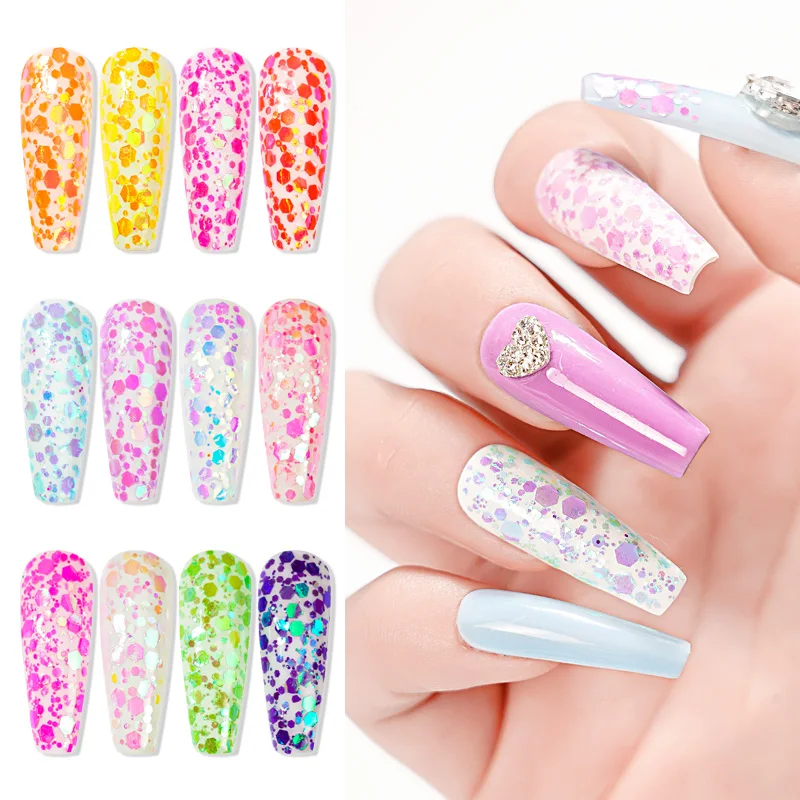 50G Chameleon Glitter Hexagon Paillette Nail Sequins Flakes Mixed Color Shift Glitter Nail Art Flake Manicure Chunky Glitter #M9