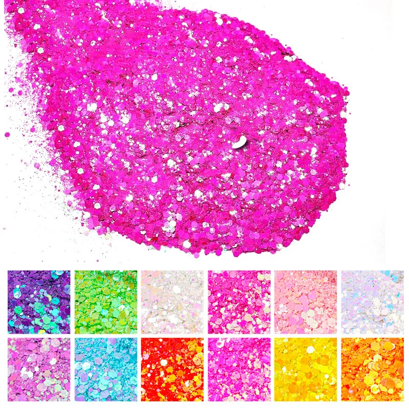 50G Chameleon Glitter Hexagon Paillette Nail Sequins Flakes Mixed Color Shift Glitter Nail Art Flake Manicure Chunky Glitter #M9