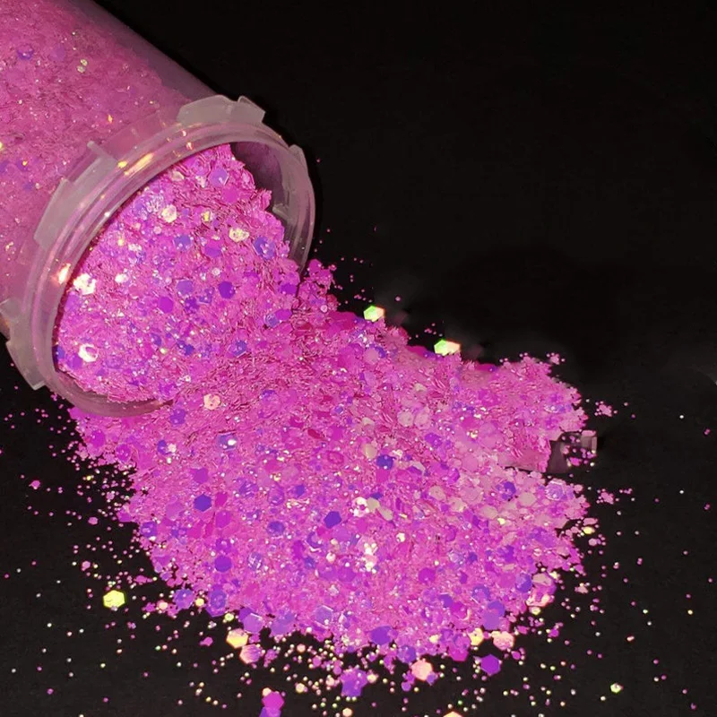 50G Chameleon Glitter Hexagon Paillette Nail Sequins Flakes Mixed Color Shift Glitter Nail Art Flake Manicure Chunky Glitter #M9