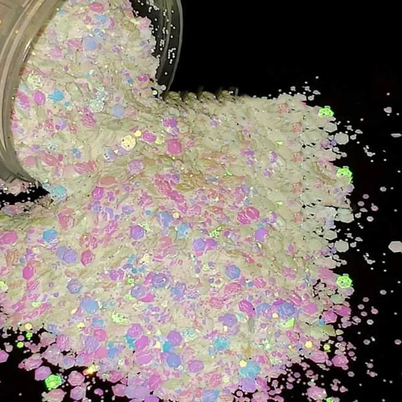 50G Chameleon Glitter Hexagon Paillette Nail Sequins Flakes Mixed Color Shift Glitter Nail Art Flake Manicure Chunky Glitter #M9