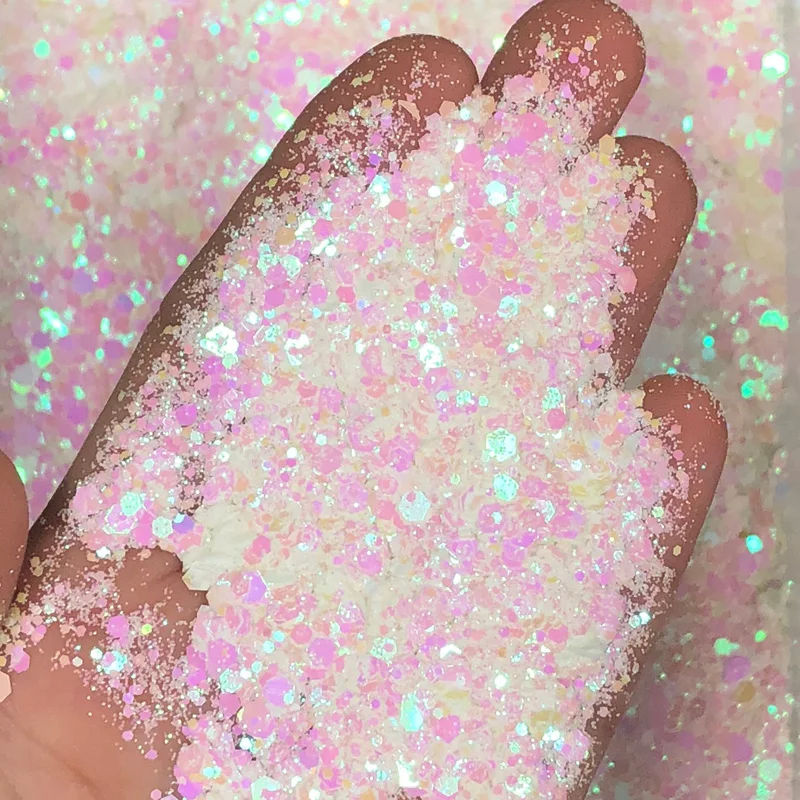 50G Chameleon Glitter Hexagon Paillette Nail Sequins Flakes Mixed Color Shift Glitter Nail Art Flake Manicure Chunky Glitter #M9