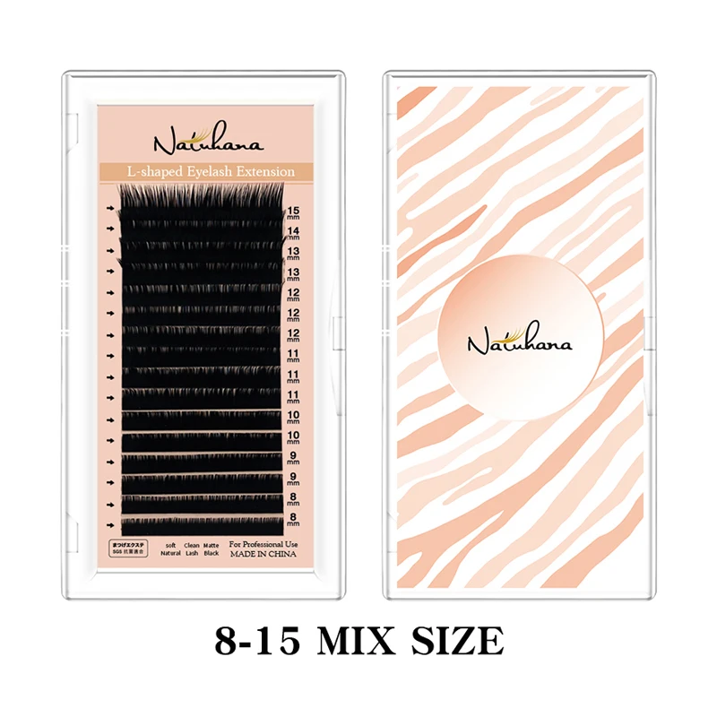 L / L+ / LC / LD / LU Curl False Eyelash Extensions Matte Black 8-15mm Mixed PBT Mink Eyelashes L M Shaped Lashes for Makeup