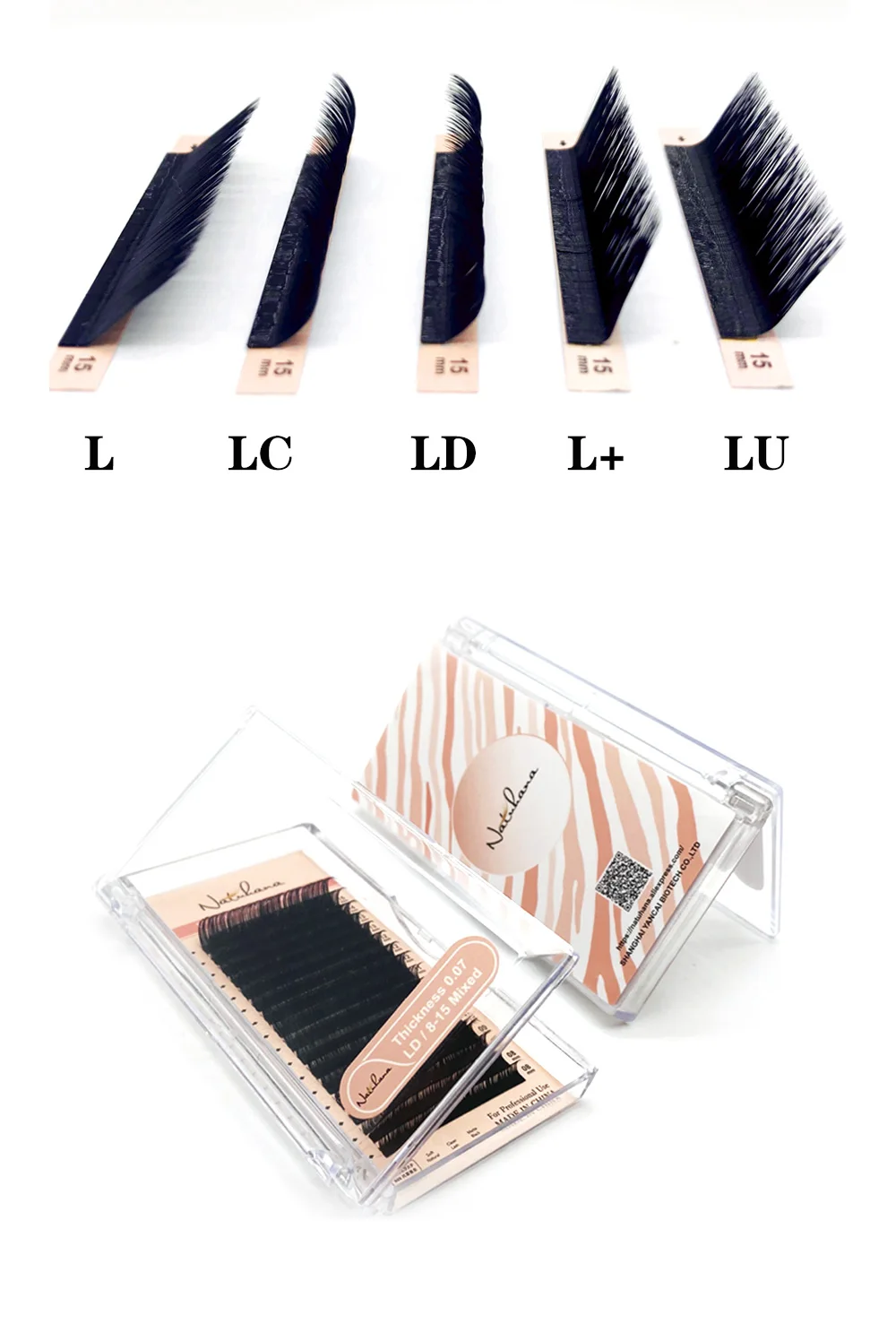 L / L+ / LC / LD / LU Curl False Eyelash Extensions Matte Black 8-15mm Mixed PBT Mink Eyelashes L M Shaped Lashes for Makeup