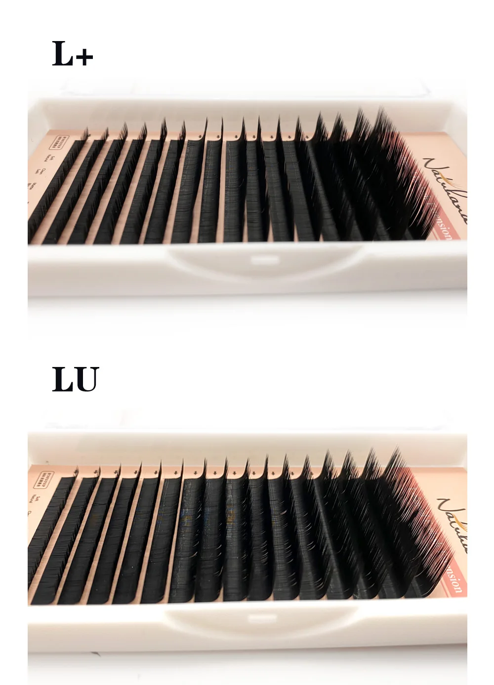L / L+ / LC / LD / LU Curl False Eyelash Extensions Matte Black 8-15mm Mixed PBT Mink Eyelashes L M Shaped Lashes for Makeup
