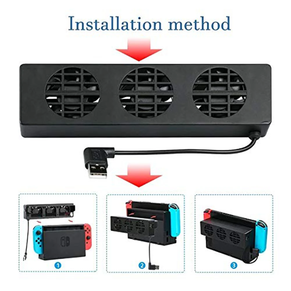 Cooling Fan for Nintendo Switch NS Original Stand Game Console Dock Cooler with 3-Fan USB Cooling Fan for Nintend NS NX