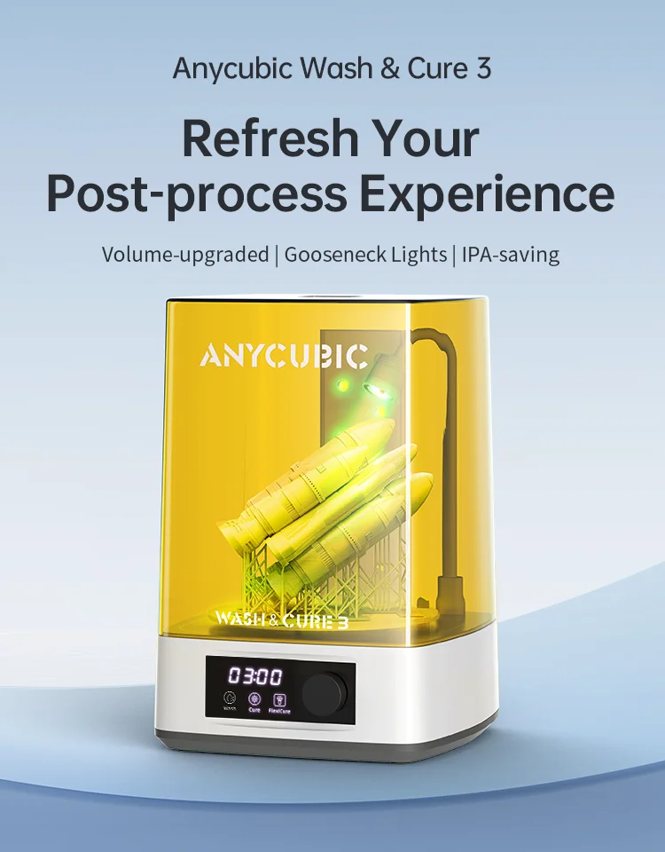 ANYCUBIC Wash & Cure 3 For Photon Mono 4 LCD SLA 3D Printer Models UV Rotary Curing Resin Cleaning Machine 2 in 1