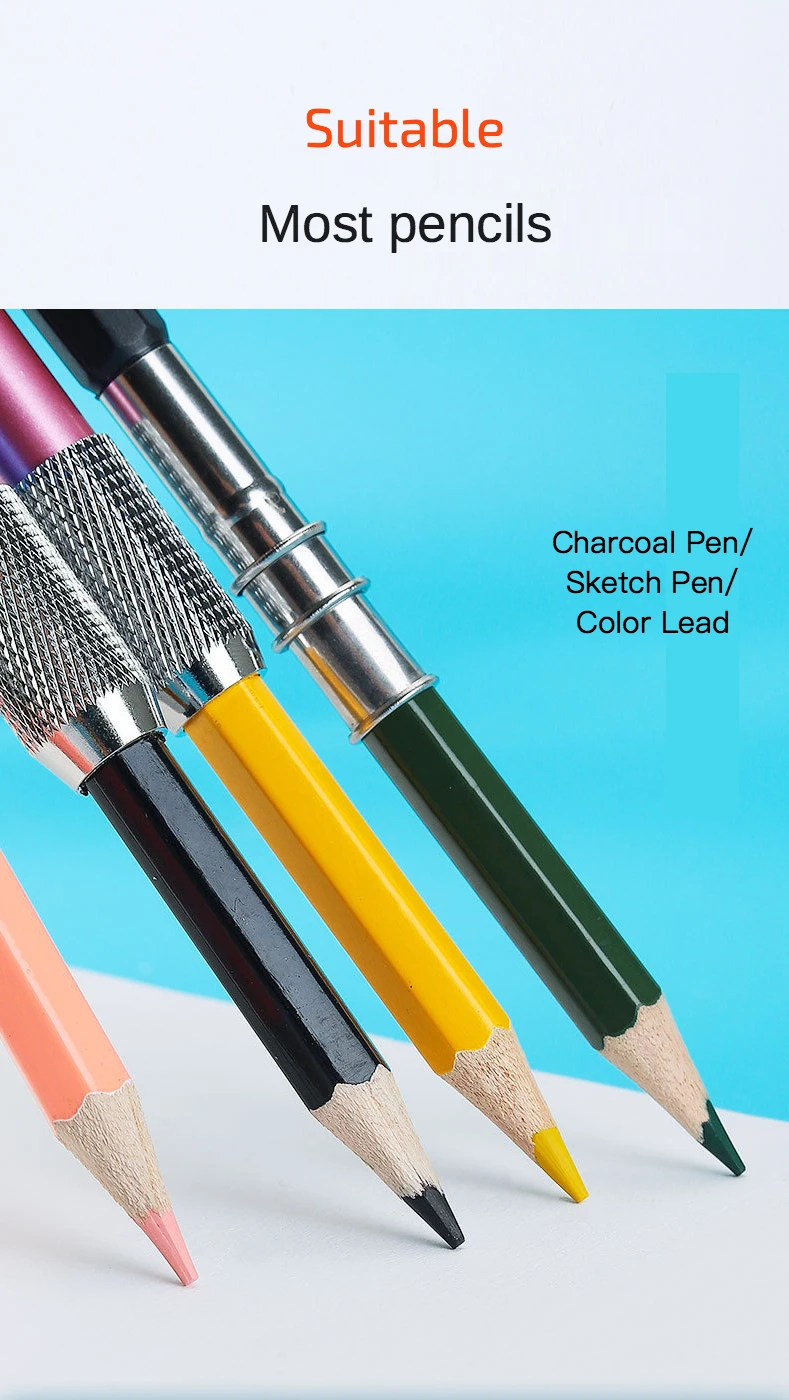 1 Pcs Adjustable Dual Head / Single Head Pencil Extender Holder Sketch School Painting Art Write Tool for Writing Metal Color Ro