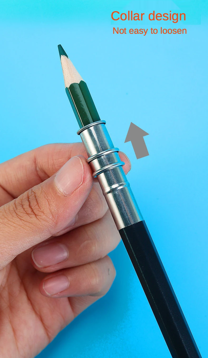 1 Pcs Adjustable Dual Head / Single Head Pencil Extender Holder Sketch School Painting Art Write Tool for Writing Metal Color Ro