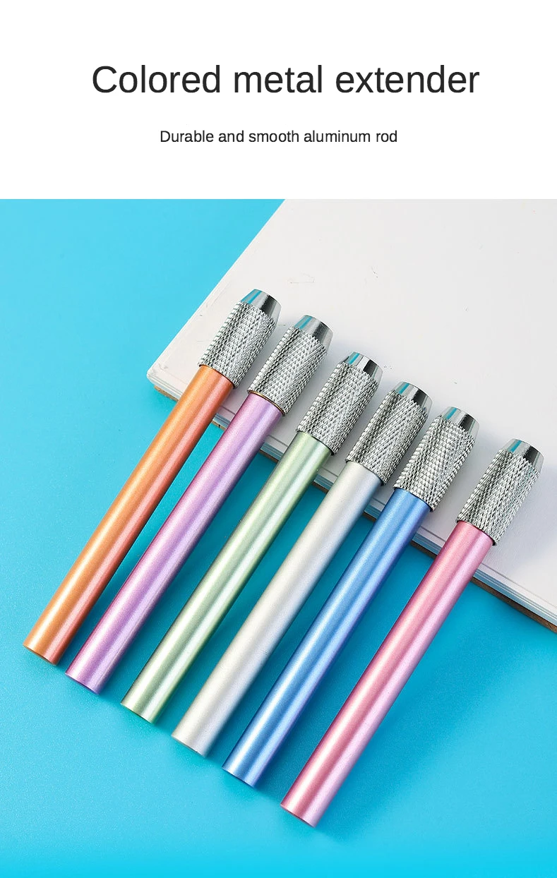 1 Pcs Adjustable Dual Head / Single Head Pencil Extender Holder Sketch School Painting Art Write Tool for Writing Metal Color Ro