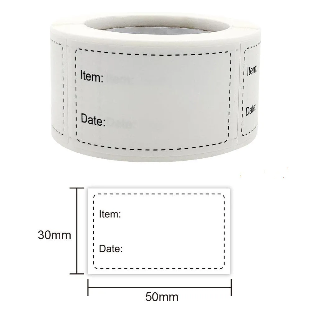 1 Roll Self-Adhesive Removable Freezer Refrigerator Food Storage Paper Sticker Labels White Date Stickers For Home Storage Tags
