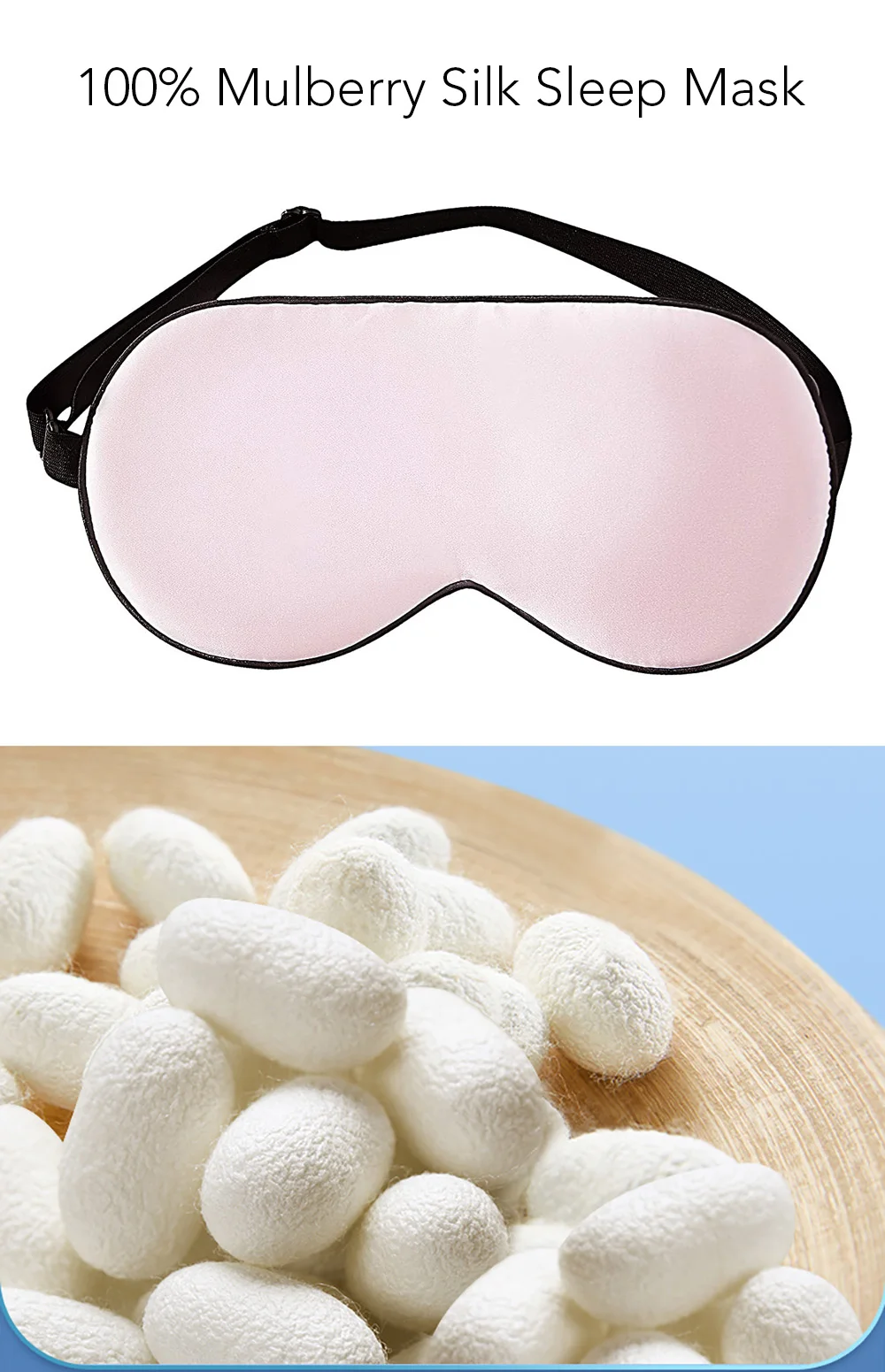 100% Real Mulberry Silk Sleep Mask Eye Covers for Sleeping Blindfold with Adjustable Strap Comfortable Super-Smooth