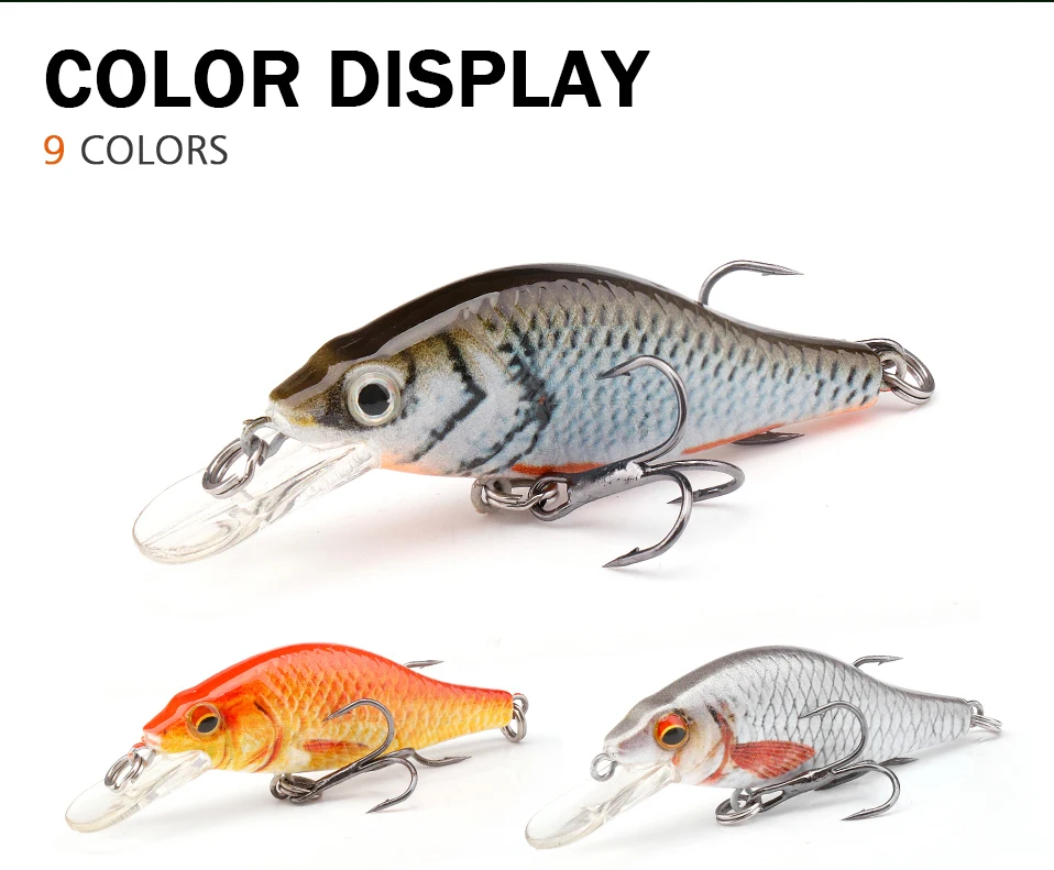 GOBASS 50/70/90mm Crankbait Fishing Lure Black Minnow Spinning Lures For Fishing Floating Wobbler For Pike Japan Artificial Bait