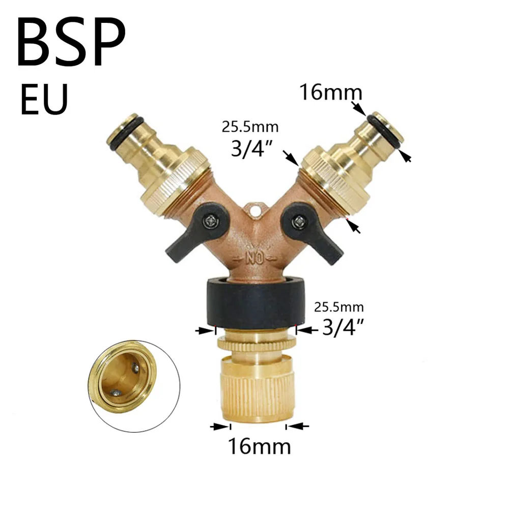 3/4" 2/4-Way Brass Plastic Garden Hose Splitter Y-Type Watering Connector Garden Tap For Outdoor Tap and Faucet