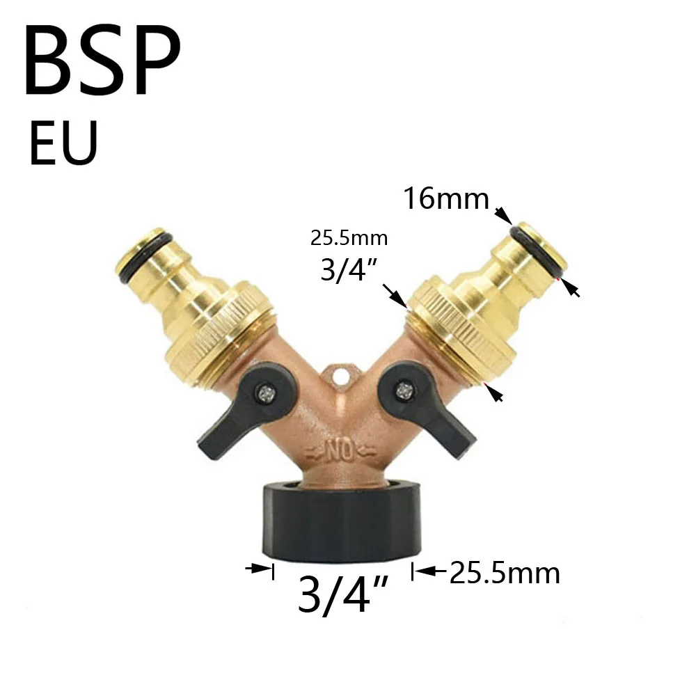 3/4" 2/4-Way Brass Plastic Garden Hose Splitter Y-Type Watering Connector Garden Tap For Outdoor Tap and Faucet
