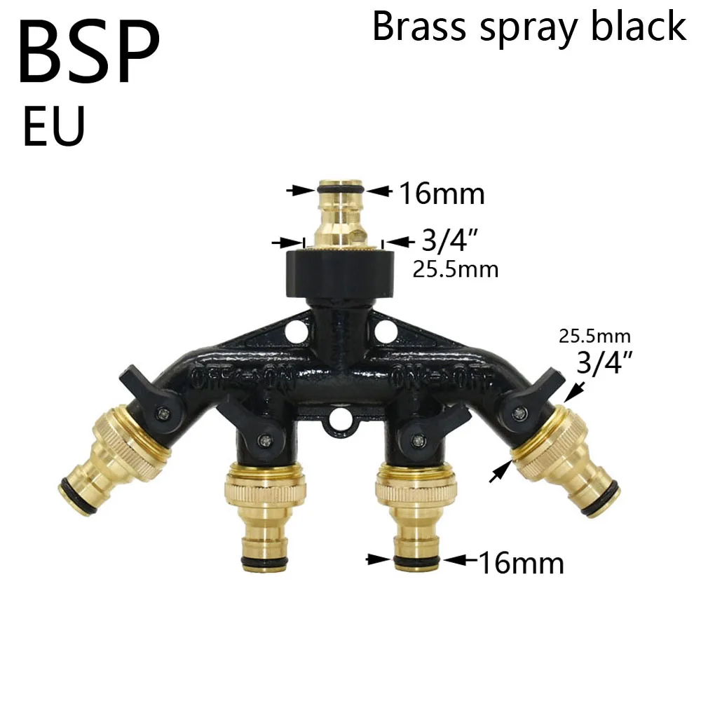 3/4" 2/4-Way Brass Plastic Garden Hose Splitter Y-Type Watering Connector Garden Tap For Outdoor Tap and Faucet