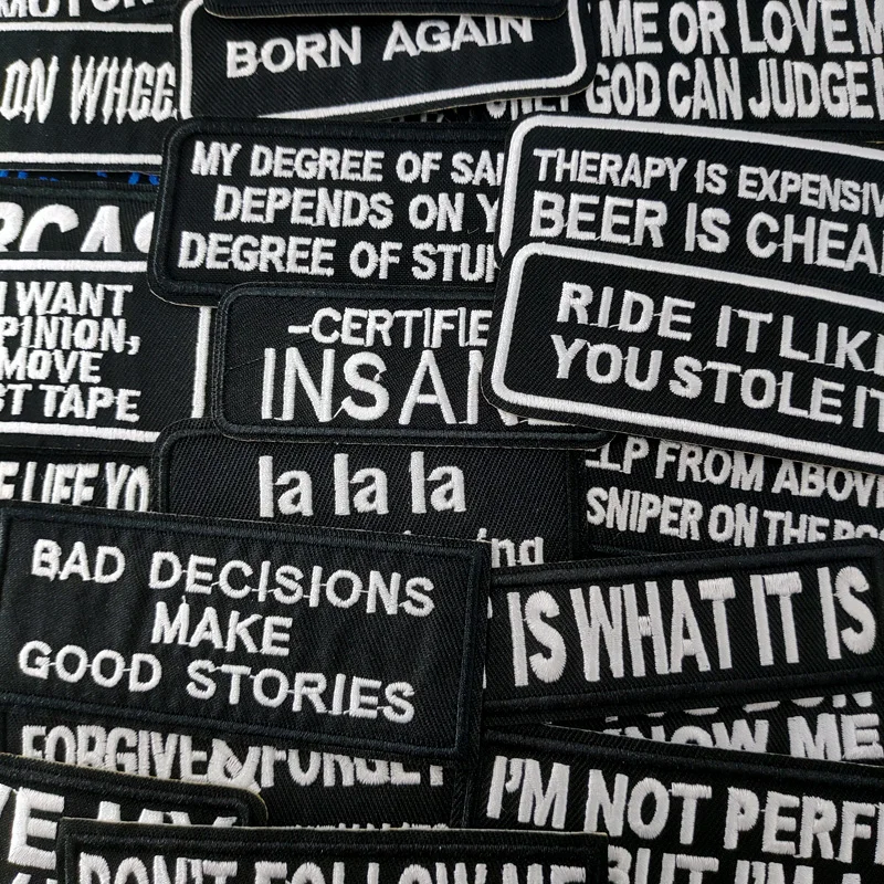 ORIGINAL Iron On Patches Apparel Sewing Fabric Handmade Appliques For Clothing Music Stickers Badges Parche BLACK