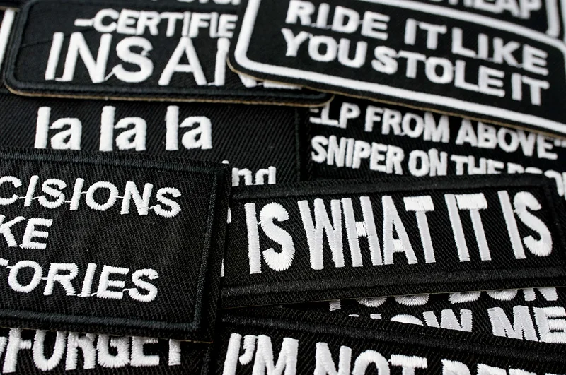 ORIGINAL Iron On Patches Apparel Sewing Fabric Handmade Appliques For Clothing Music Stickers Badges Parche BLACK