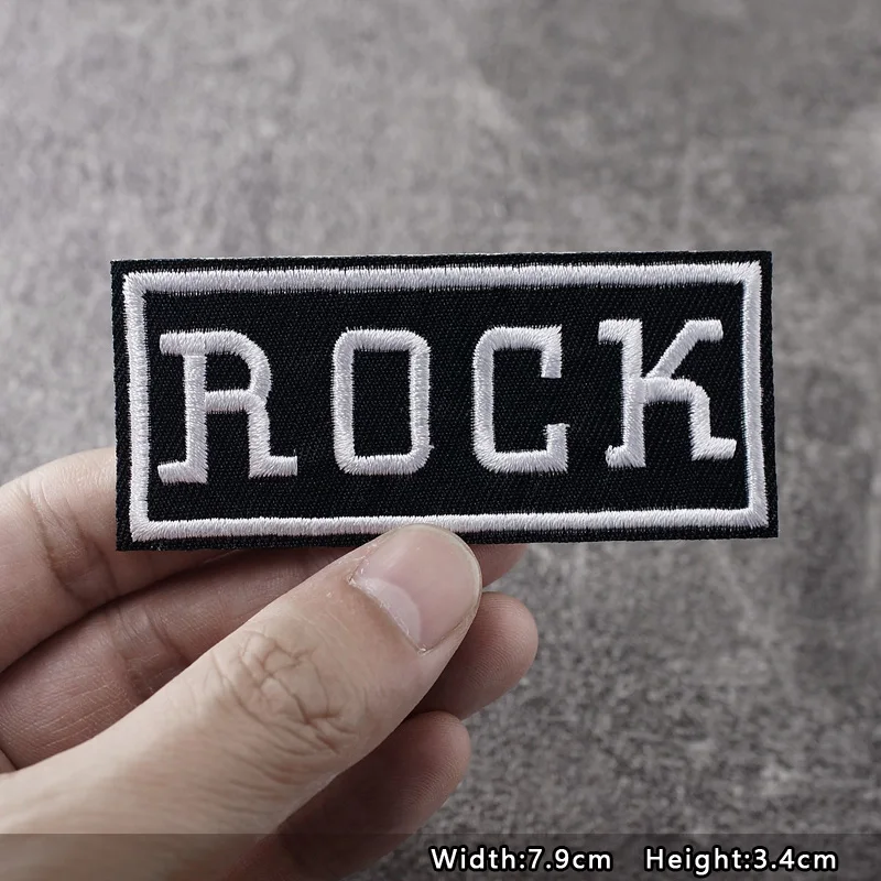 ORIGINAL Iron On Patches Apparel Sewing Fabric Handmade Appliques For Clothing Music Stickers Badges Parche BLACK