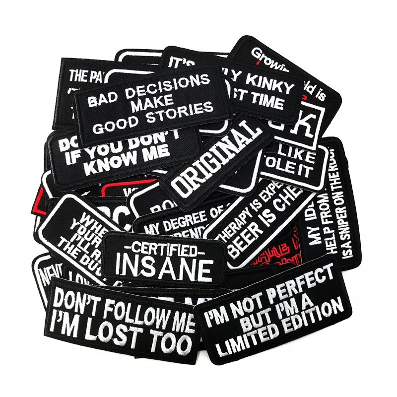 ORIGINAL Iron On Patches Apparel Sewing Fabric Handmade Appliques For Clothing Music Stickers Badges Parche BLACK