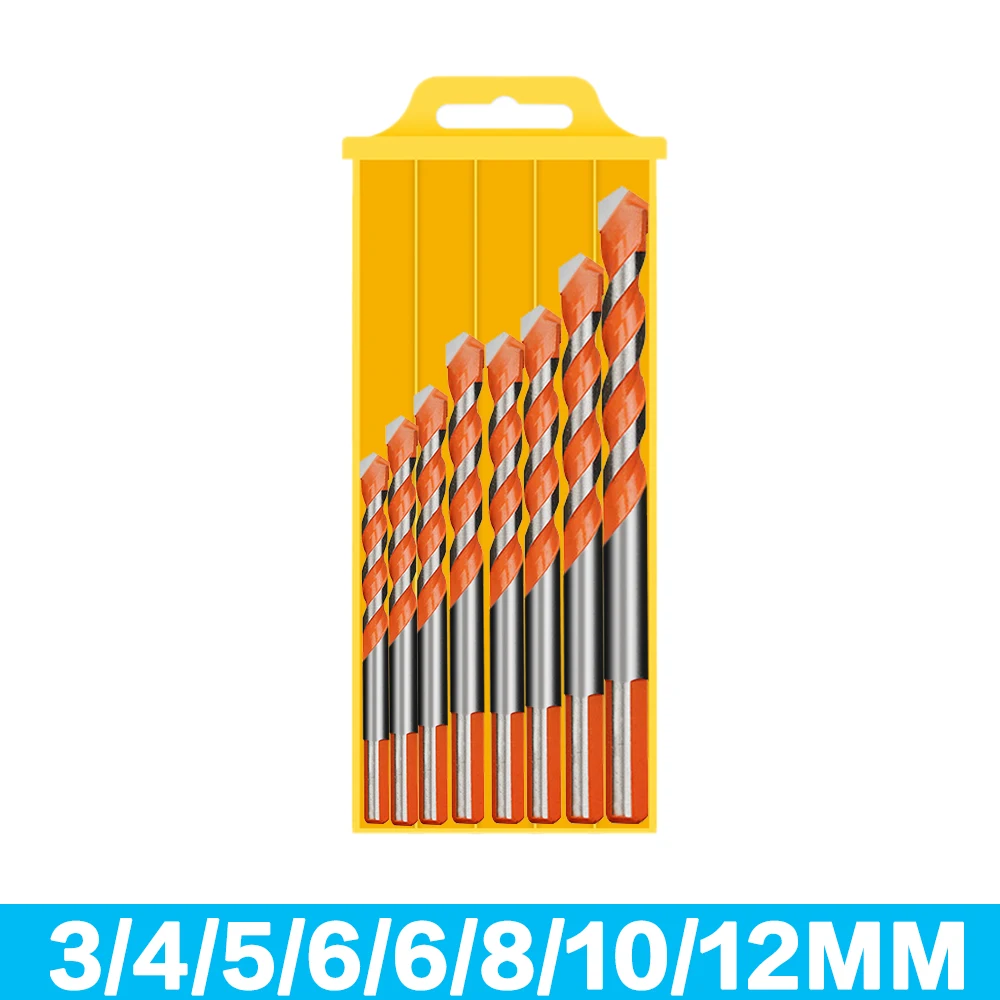 3-12mm Multifunctional Glass Drill Bit Triangle Diamond Drill Set Ceramic Tile Concrete Brick Wood Punching Hole Saw Metal Drill