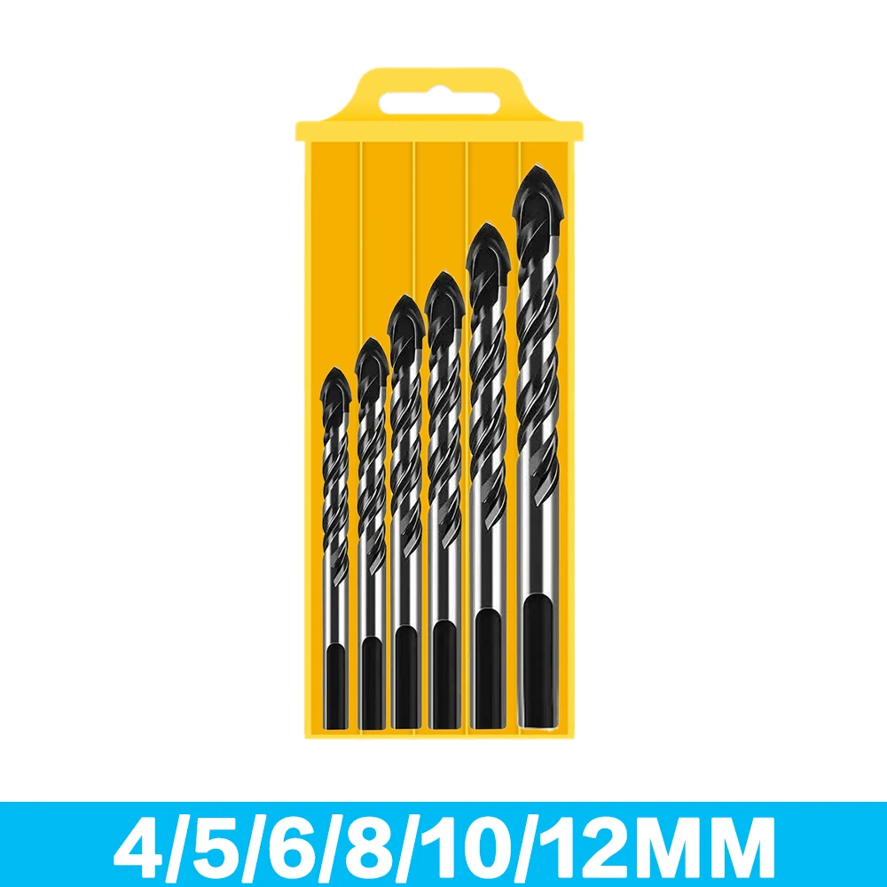 3-12mm Multifunctional Glass Drill Bit Triangle Diamond Drill Set Ceramic Tile Concrete Brick Wood Punching Hole Saw Metal Drill