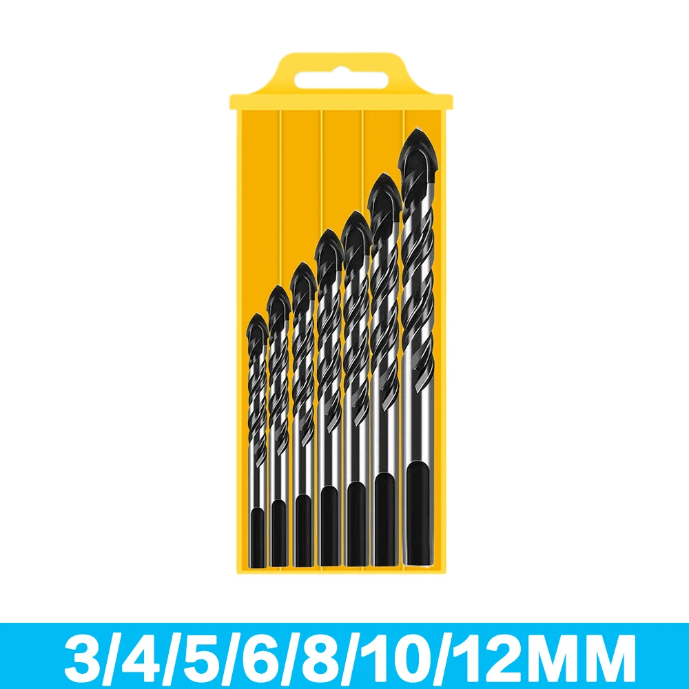 3-12mm Multifunctional Glass Drill Bit Triangle Diamond Drill Set Ceramic Tile Concrete Brick Wood Punching Hole Saw Metal Drill