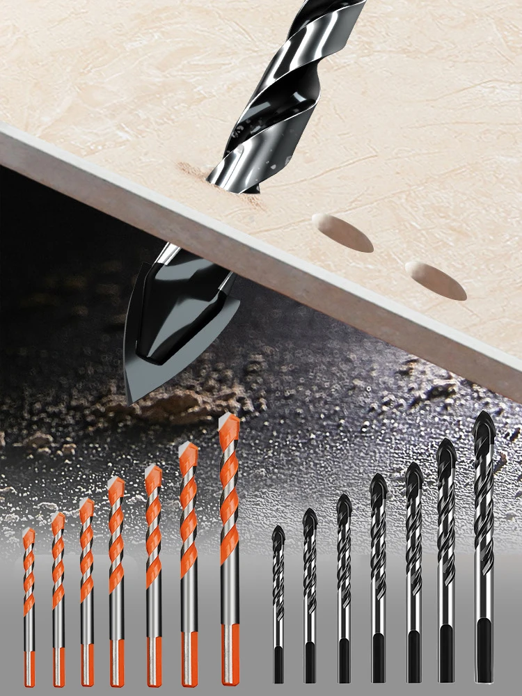 3-12mm Multifunctional Glass Drill Bit Triangle Diamond Drill Set Ceramic Tile Concrete Brick Wood Punching Hole Saw Metal Drill