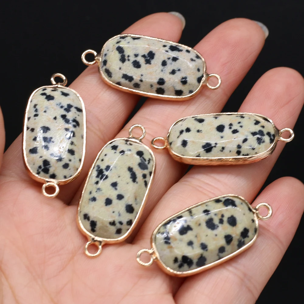 Natural Stone Charms Connector Double Hole Rose Quartzs Amazonite Pendant for Jewelry Making DIY Necklace Earring Size 15x35mm