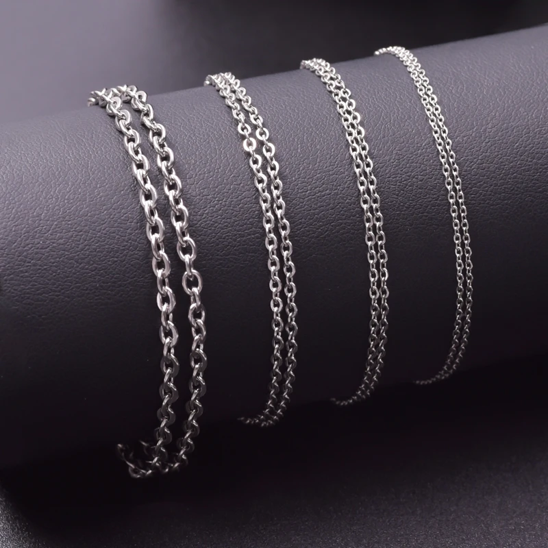 1-3mm Stainless Steel Chain Necklace For Women Men DIY Jewelry Making 40-90cm Long Chains Around Neck Chains O Necklaces Choker