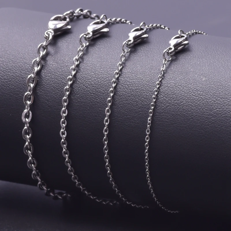 1-3mm Stainless Steel Chain Necklace For Women Men DIY Jewelry Making 40-90cm Long Chains Around Neck Chains O Necklaces Choker